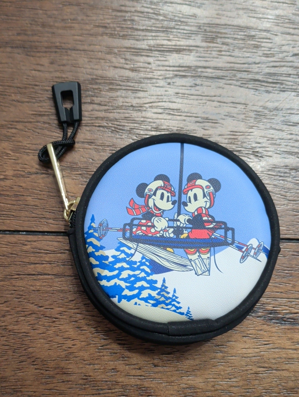 Disney Our Universe Mickey & Friends Skiing Small Zipper Pouch/Bag Charm, New!